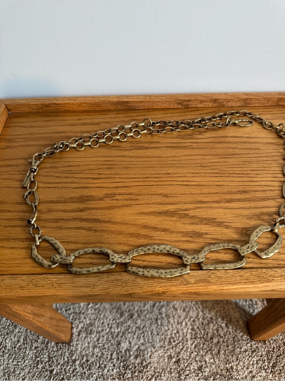 Chicos Gold-Tone Hammered Link Belt - Women Jewelry